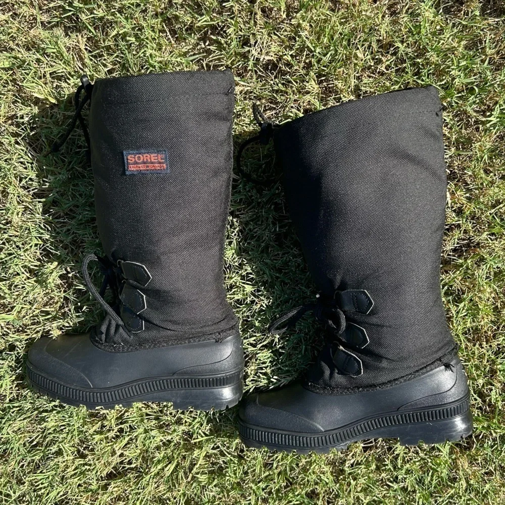 Sorel Kaufman canada black boots Vintage snowcap felt lined & waterproof Sz-6. B